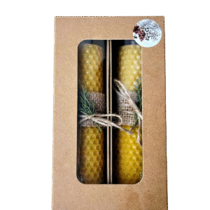 Set 2 Lumânări Fagure – naturalețe ambalată cu grijă